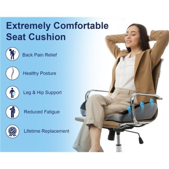 Orthopedic Seat Cushion,X Large Breathable Office Chair Cushion - Picture 2 of 8